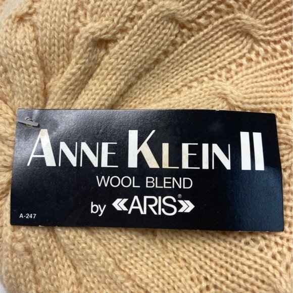 Anne Klein II Womens Wool Blend Knitted Beige Beret Beanie - One Size - Picture 5 of 9